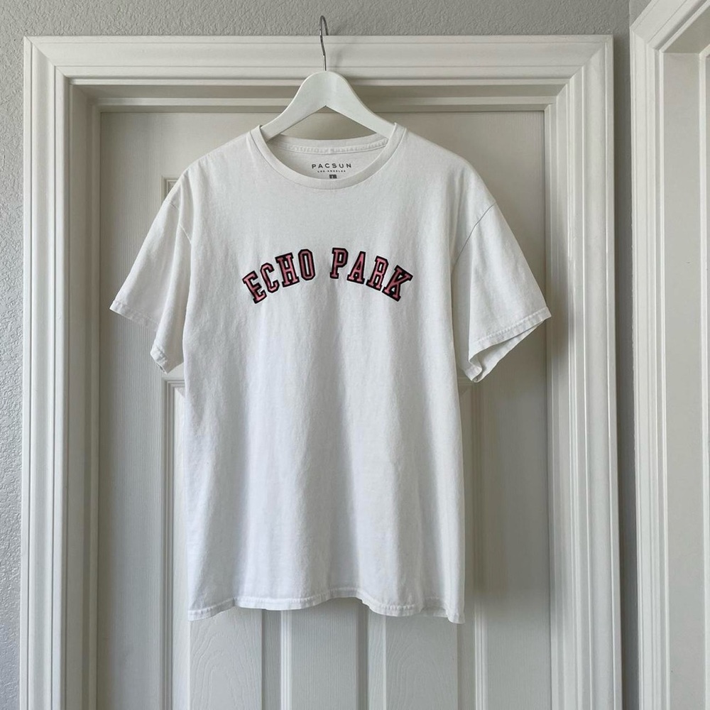 pacsun white echo park graphic crewneck t-shirt